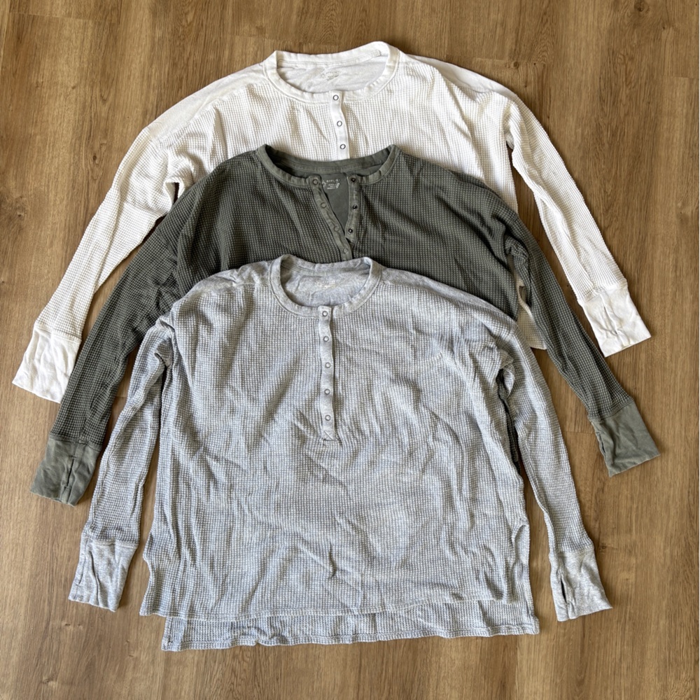 3 Aerie Thermal Henley Shirts